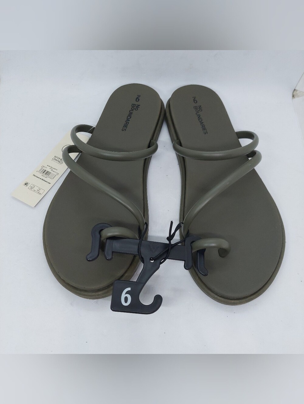 No Boundaries Toe Loop Sandals Green Olive Womens Size 9 Casual Summer Shoes New